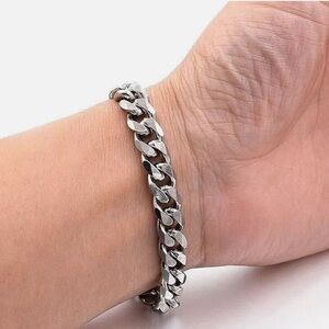NWT No Label 1pc Cuban Chain Men Bracelet Classic Stainless Steel 9mm Width
